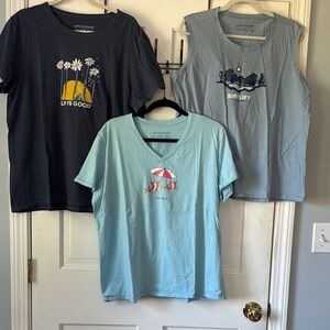 Life Is Good Women's Short Sleeve Tees - Navy, Light Blue, Med Blue XXL